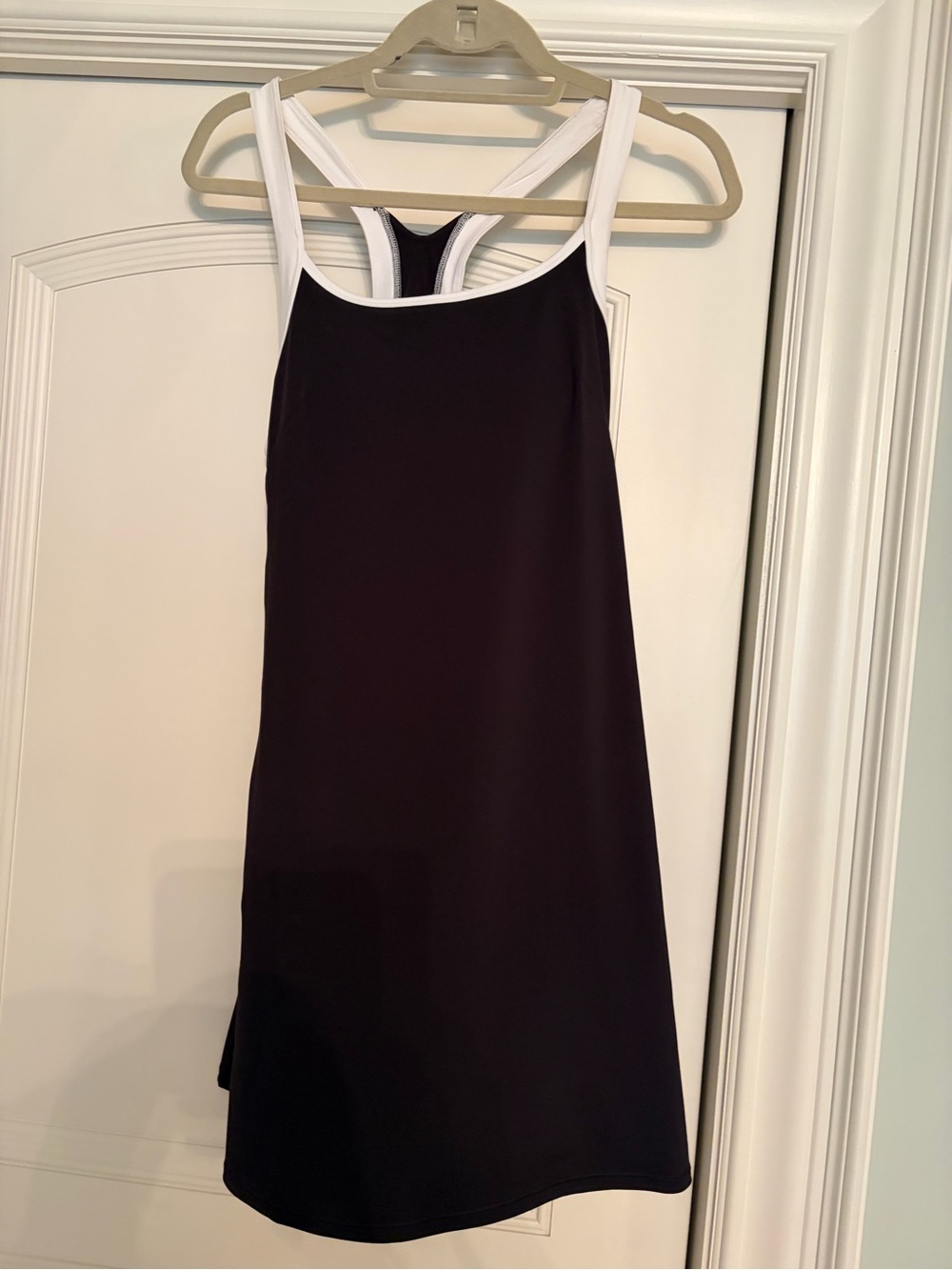 Athleta Black Midi Dress with White Straps